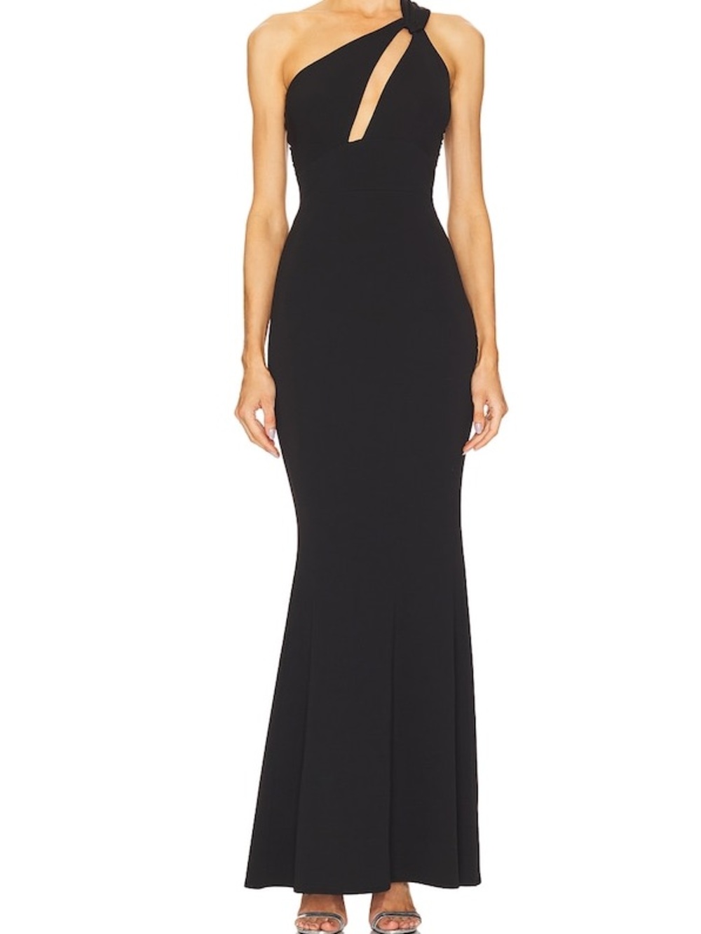 Katie May Edgy One Shoulder Cutout Gown Formal Evening Maxi Dress Minimalist NWT